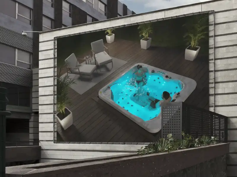 square stainless steel hot tub